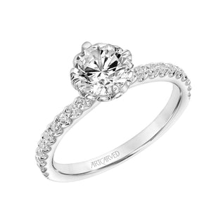 Artcarved Bridal Semi-Mounted with Side Stones Classic Diamond Engagement Ring Marsha 14K White Gold