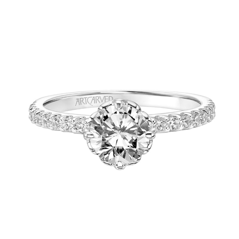 Artcarved Bridal Semi-Mounted with Side Stones Classic Diamond Engagement Ring Marsha 14K White Gold
