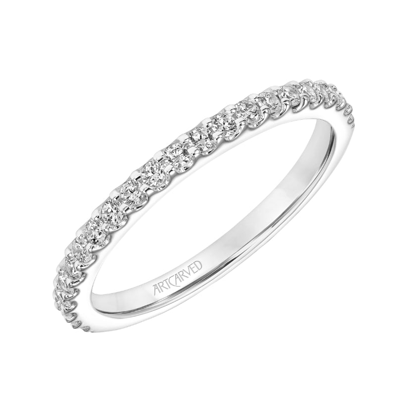 Artcarved Bridal Mounted with Side Stones Classic Diamond Wedding Band Marsha 14K White Gold