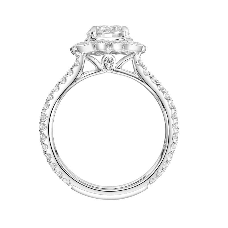Artcarved Bridal Mounted with CZ Center Contemporary Halo Engagement Ring Riley 18K White Gold
