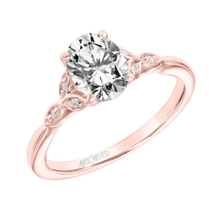 Artcarved Bridal Semi-Mounted with Side Stones Contemporary Floral Engagement Ring Heather 18K Rose Gold