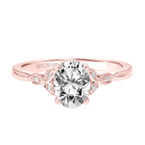 Artcarved Bridal Semi-Mounted with Side Stones Contemporary Floral Engagement Ring Heather 18K Rose Gold