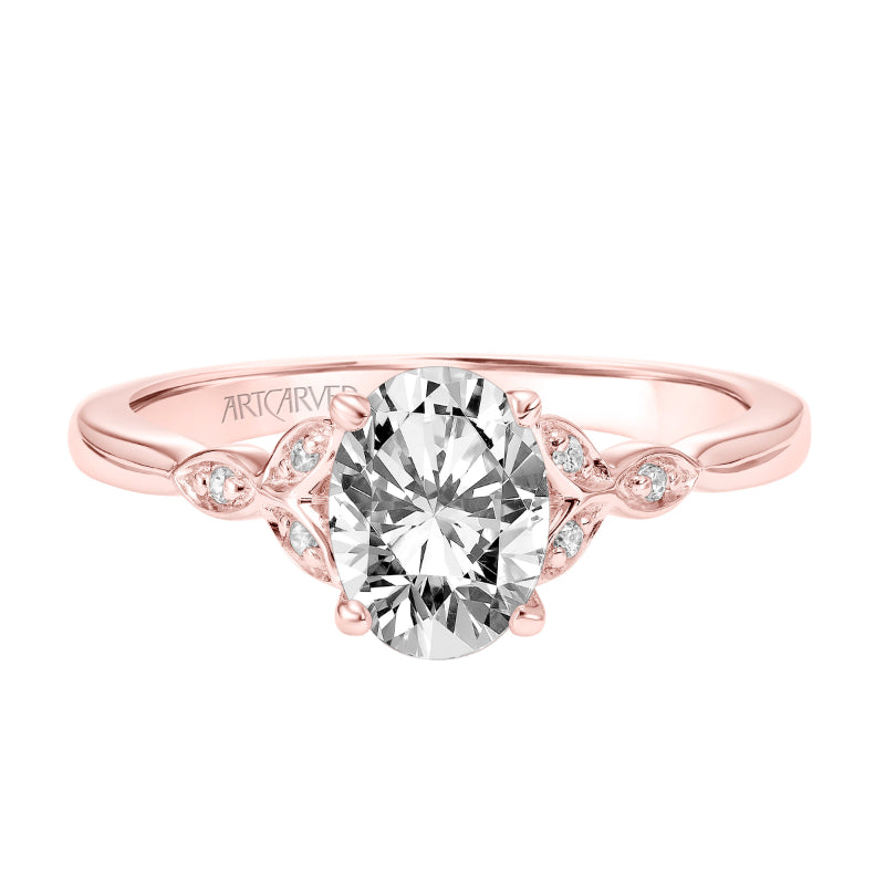 Artcarved Bridal Semi-Mounted with Side Stones Contemporary Floral Engagement Ring Heather 18K Rose Gold