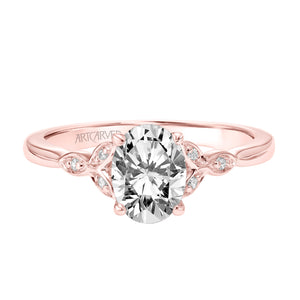 Artcarved Bridal Semi-Mounted with Side Stones Contemporary Floral Engagement Ring Heather 18K Rose Gold