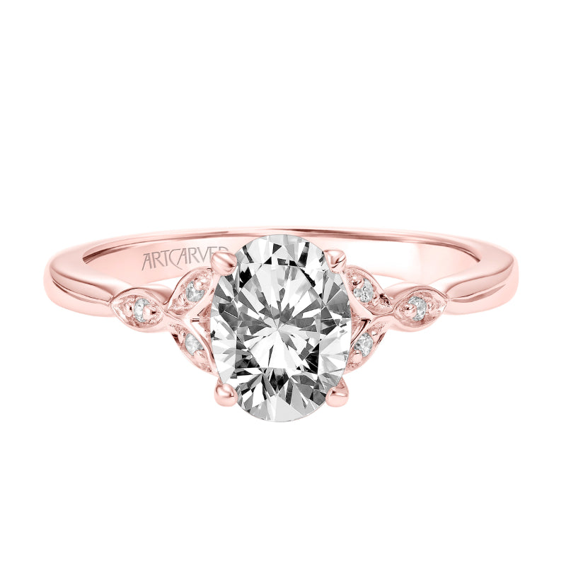Artcarved Bridal Mounted with CZ Center Contemporary Floral Engagement Ring Heather 18K Rose Gold