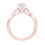 Artcarved Bridal Semi-Mounted with Side Stones Contemporary Floral Engagement Ring Heather 18K Rose Gold