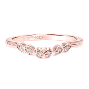 Artcarved Bridal Mounted with Side Stones Contemporary Floral Diamond Wedding Band Heather 18K Rose Gold