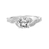 Artcarved Bridal Semi-Mounted with Side Stones Contemporary Floral Halo Engagement Ring Petaluma 18K White Gold