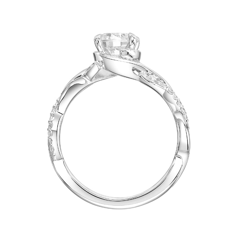 Artcarved Bridal Mounted with CZ Center Contemporary Floral Halo Engagement Ring Petaluma 18K White Gold