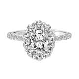 Artcarved Bridal Mounted with CZ Center Classic Halo Engagement Ring 14K White Gold