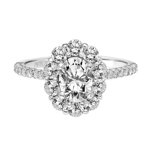 Artcarved Bridal Mounted with CZ Center Classic Halo Engagement Ring 14K White Gold