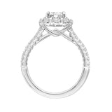 Artcarved Bridal Mounted with CZ Center Classic Halo Engagement Ring 14K White Gold