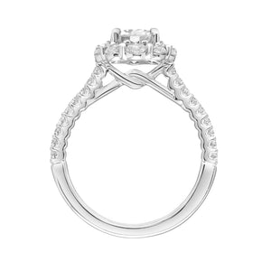 Artcarved Bridal Mounted with CZ Center Classic Halo Engagement Ring 14K White Gold