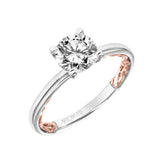 Artcarved Bridal Mounted with CZ Center Classic Lyric Solitaire Engagement Ring Tia 14K White Gold Primary & 14K Rose Gold