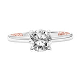 Artcarved Bridal Mounted with CZ Center Classic Lyric Solitaire Engagement Ring Tia 14K White Gold Primary & 14K Rose Gold