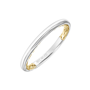 Artcarved Bridal Band No Stones Classic Lyric Wedding Band Beryl 14K White Gold Primary & 14K Yellow Gold