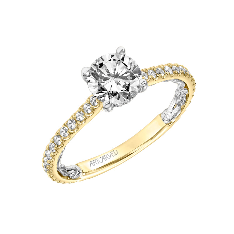 Artcarved Bridal Mounted with CZ Center Classic Lyric Engagement Ring Sonya 14K Yellow Gold Primary & 14K White Gold