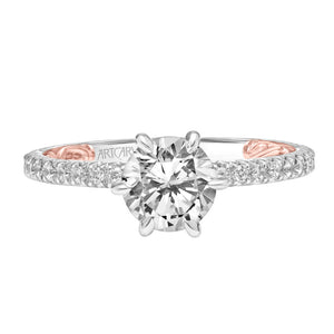 Artcarved Bridal Mounted with CZ Center Classic Lyric Engagement Ring Lara 14K White Gold Primary & 14K Rose Gold