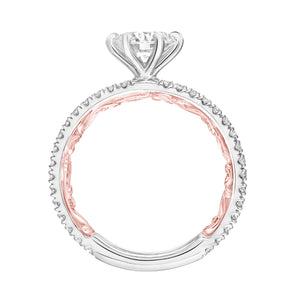 Artcarved Bridal Mounted with CZ Center Classic Lyric Engagement Ring Lara 14K White Gold Primary & 14K Rose Gold