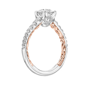 Artcarved Bridal Mounted with CZ Center Classic Lyric Engagement Ring Harley 18K White Gold Primary & Rose Gold