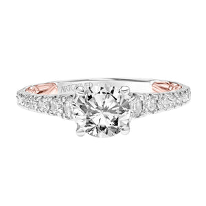 Artcarved Bridal Mounted with CZ Center Classic Lyric Engagement Ring Harley 18K White Gold Primary & Rose Gold