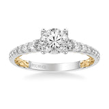 Artcarved Bridal Mounted with CZ Center Classic Lyric Engagement Ring Harley 14K White Gold Primary & 14K Yellow Gold