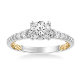 Artcarved Bridal Semi-Mounted with Side Stones Classic Lyric Engagement Ring Harley 18K White Gold Primary & 18K Yellow Gold