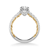 Artcarved Bridal Semi-Mounted with Side Stones Classic Lyric Engagement Ring Harley 18K White Gold Primary & 18K Yellow Gold