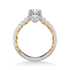 Artcarved Bridal Semi-Mounted with Side Stones Classic Lyric Engagement Ring Harley 18K White Gold Primary & 18K Yellow Gold