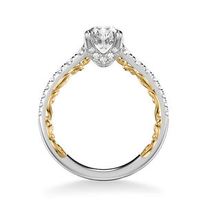 Artcarved Bridal Mounted with CZ Center Classic Lyric Engagement Ring Harley 18K White Gold Primary & 18K Yellow Gold