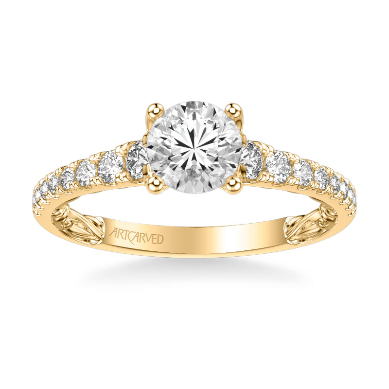 Artcarved Bridal Mounted with CZ Center Classic Lyric Engagement Ring Harley 18K Yellow Gold