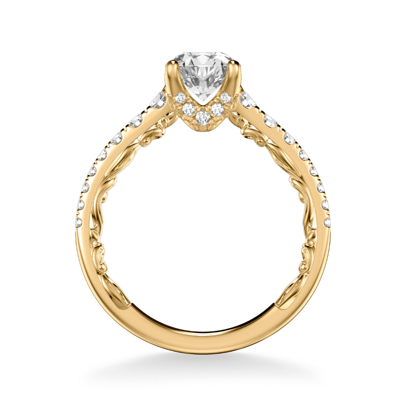 Artcarved Bridal Semi-Mounted with Side Stones Classic Lyric Engagement Ring Harley 14K Yellow Gold