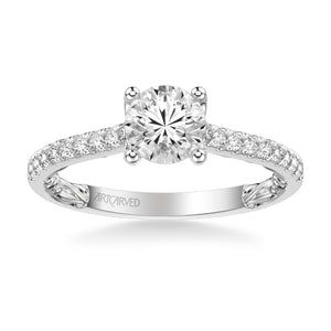 Artcarved Bridal Mounted with CZ Center Classic Lyric Engagement Ring Marta 14K White Gold