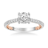 Artcarved Bridal Semi-Mounted with Side Stones Classic Lyric Engagement Ring Marta 14K White Gold Primary & 14K Rose Gold