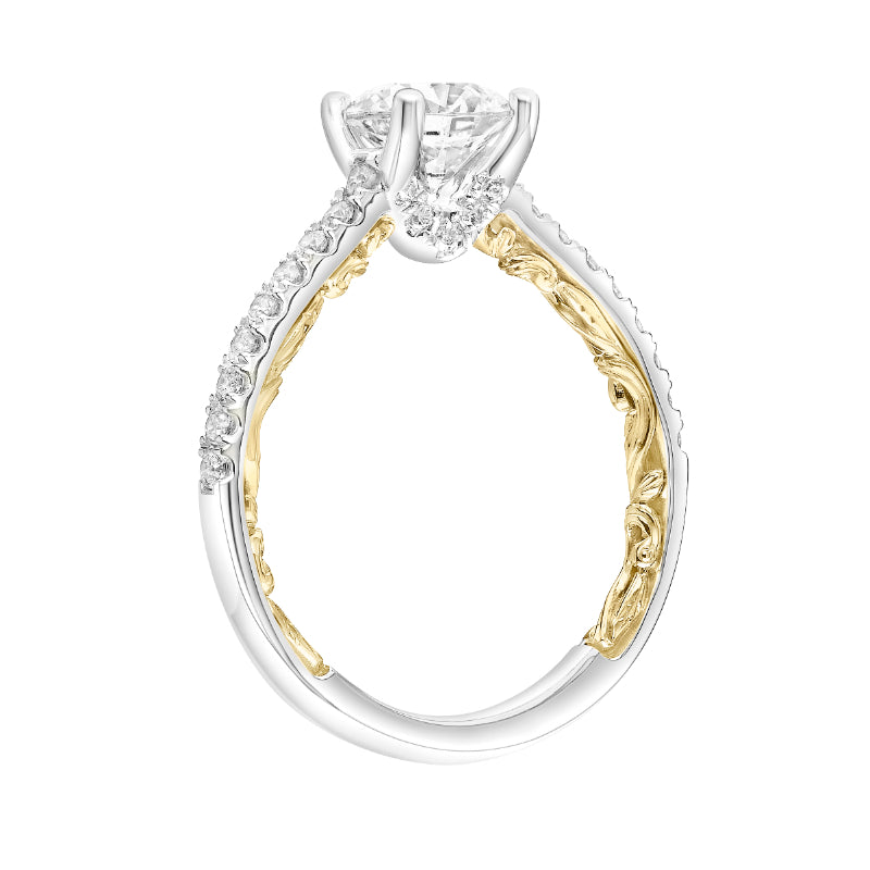 Artcarved Bridal Mounted with CZ Center Classic Lyric Engagement Ring Marta 18K White Gold Primary & 18K Yellow Gold