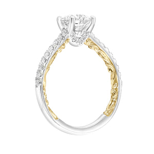 Artcarved Bridal Mounted with CZ Center Classic Lyric Engagement Ring Marta 18K White Gold Primary & 18K Yellow Gold