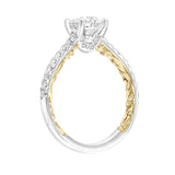 Artcarved Bridal Semi-Mounted with Side Stones Classic Lyric Engagement Ring Marta 18K White Gold Primary & 18K Yellow Gold