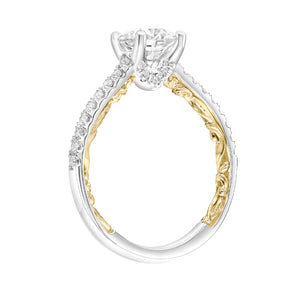 Artcarved Bridal Semi-Mounted with Side Stones Classic Lyric Engagement Ring Marta 18K White Gold Primary & 18K Yellow Gold