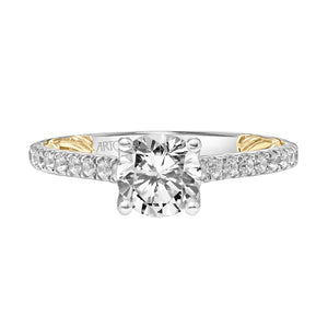 Artcarved Bridal Mounted with CZ Center Classic Lyric Engagement Ring Marta 18K White Gold Primary & 18K Yellow Gold