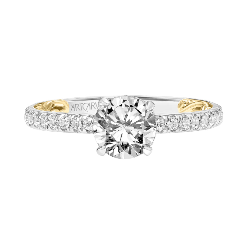 Artcarved Bridal Mounted with CZ Center Classic Lyric Diamond Engagement Ring Brianne 14K White Gold Primary & 14K Yellow Gold