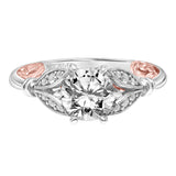 Artcarved Bridal Mounted with CZ Center Classic Lyric Engagement Ring Credence 14K White Gold Primary & 14K Rose Gold