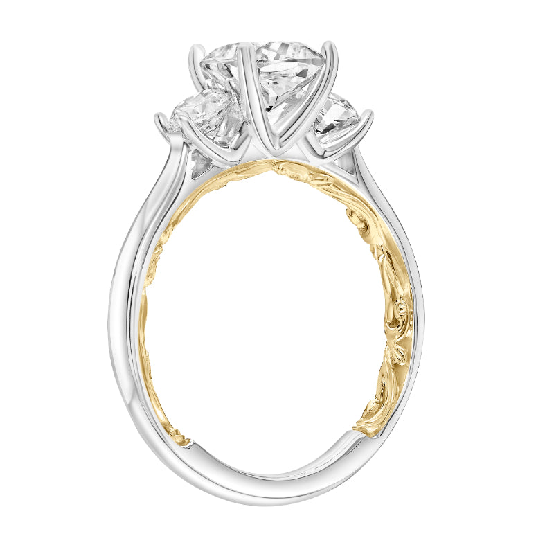 Artcarved Bridal Mounted with CZ Center Classic Lyric 3-Stone Engagement Ring Christy 14K White Gold Primary & 14K Yellow Gold