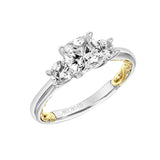 Artcarved Bridal Semi-Mounted with Side Stones Classic Lyric 3-Stone Engagement Ring Christy 18K White Gold Primary & 18K Yellow Gold