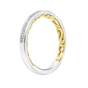 Artcarved Bridal Mounted with Side Stones Wedding Band Christy 18K White Gold Primary & 18K Yellow Gold