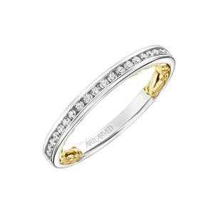 Artcarved Bridal Mounted with Side Stones Wedding Band Christy 18K White Gold Primary & 18K Yellow Gold