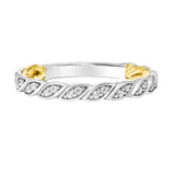 Artcarved Bridal Mounted with Side Stones Classic Floral Diamond Wedding Band Inez 14K White Gold Primary & 14K Yellow Gold