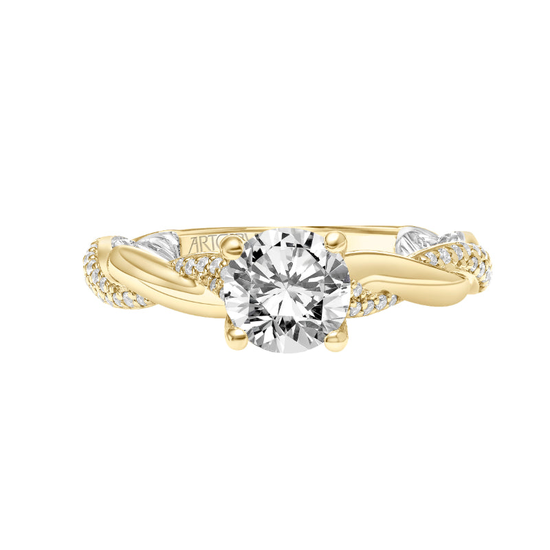 Artcarved Bridal Semi-Mounted with Side Stones Contemporary Lyric Engagement Ring Starla 14K Yellow Gold Primary & 14K White Gold