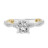 Artcarved Bridal Mounted with CZ Center Contemporary Lyric Engagement Ring Ione 14K White Gold Primary & 14K Yellow Gold