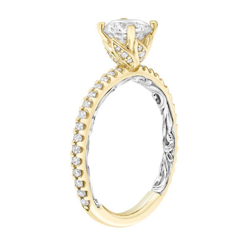 Artcarved Bridal Mounted with CZ Center Classic Diamond Engagement Ring Chey 14K Yellow Gold Primary & 14K White Gold