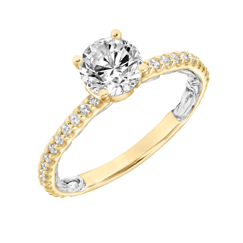 Artcarved Bridal Mounted with CZ Center Classic Diamond Engagement Ring Chey 14K Yellow Gold Primary & 14K White Gold